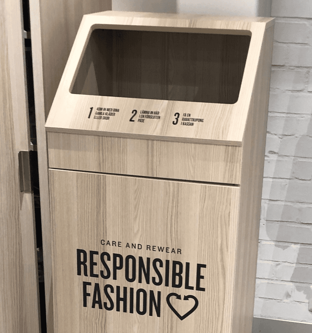 återvinning av kläder i butik